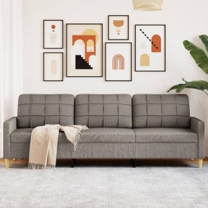 vidaXL vidaXL Sofa 3-osobowa, kolor taupe, 210 cm, tapicerowana tkaniną 1