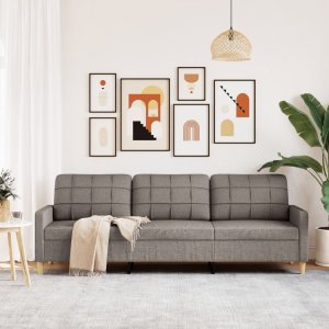 vidaXL vidaXL Sofa 3-osobowa, kolor taupe, 210 cm, tapicerowana tkaniną 3
