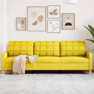 vidaXL vidaXL Sofa 3-osobowa, jasnożółta, 210 cm, tapicerowana tkaniną 1