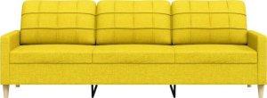 vidaXL vidaXL Sofa 3-osobowa, jasnożółta, 210 cm, tapicerowana tkaniną 4