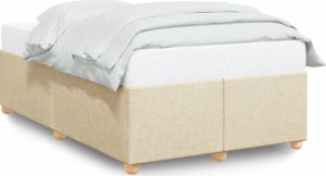 vidaXL Rama łóżka, kremowa, 120x190 cm, obita tkaniną 2