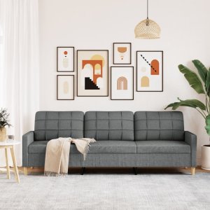 vidaXL vidaXL Sofa 3-osobowa, ciemnoszara, 210 cm, tapicerowana tkaniną 3