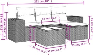 vidaXL 5-cz. zestaw mebli do ogrodu, poduszki, jasnoszary rattan PE 3