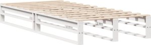 vidaXL Rama łóżka bez materaca, biała, 90x200 cm, lite drewno sosnowe 3