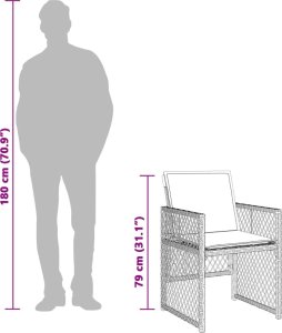 vidaXL 13-cz. zestaw mebli ogrodowych z poduszkami, szary rattan PE 12