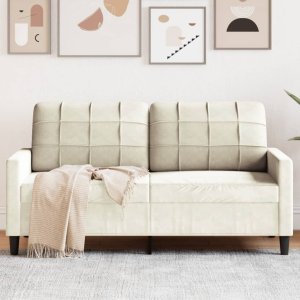 vidaXL Sofa 2-osobowa, kremowy, 140 cm, tapicerowana aksamitem 1