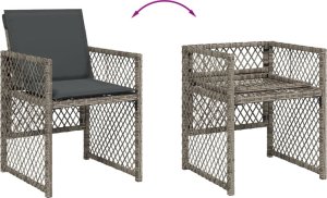 vidaXL 13-cz. zestaw mebli ogrodowych z poduszkami, szary rattan PE 7