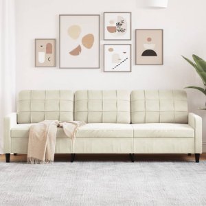 vidaXL 3-osobowa sofa, kremowa, 210 cm, tapicerowana aksamitem 1