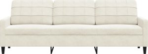 vidaXL 3-osobowa sofa, kremowa, 210 cm, tapicerowana aksamitem 4