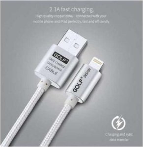Kabel USB Golf USB-A - Lightning 1 m Srebrny (IPCABMETIARG) 2
