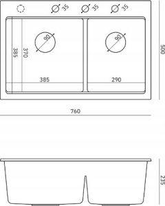 Zlewozmywak GraniteQ MARC 120 WORKSTATION GraniteQ zlewozmywak 2-komorowy 760*500*235 mm soft taupe + syfon push to open + dozownik + deska + wkładka / elementy złote 2