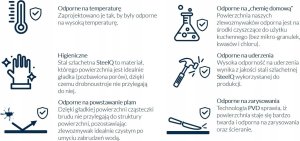 Zlewozmywak GraniteQ MARC 120 WORKSTATION GraniteQ zlewozmywak 2-komorowy 760*500*235 mm soft taupe + syfon push to open + dozownik + deska + wkładka / elementy złote 5