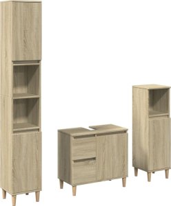 vidaXL vidaXL 3-cz. zestaw mebli łazienkowych, kolor dąb sonoma 2