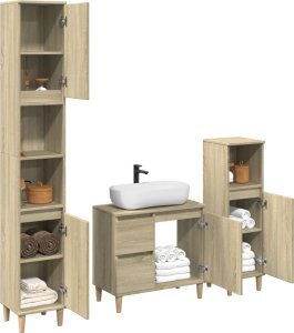 vidaXL vidaXL 3-cz. zestaw mebli łazienkowych, kolor dąb sonoma 3