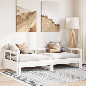 vidaXL vidaXL Łóżko dzienne bez materaca, białe, 90x200 cm, drewno sosnowe 1