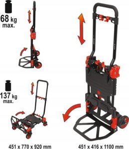 Wózek narzędziowy Yato YATO SKŁADANY WÓZEK MAGAZYNOWY 2W1 137kg 3