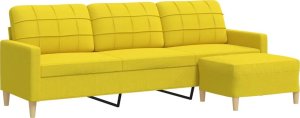 vidaXL vidaXL Sofa 3-osobowa, jasnożółta, 210 cm, tapicerowana tkaniną 2