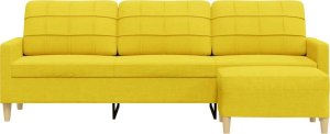 vidaXL vidaXL Sofa 3-osobowa, jasnożółta, 210 cm, tapicerowana tkaniną 3