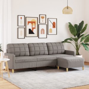 vidaXL vidaXL 3-osobowa sofa z podnóżkiem, kolor taupe, 210 cm, tkaniną 1