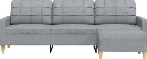 vidaXL vidaXL 3-osobowa sofa z podnóżkiem, jasnoszary, 210 cm, tkaniną 3