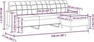 vidaXL vidaXL 3-osobowa sofa z podnóżkiem, jasnoszary, 210 cm, tkaniną 7