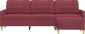 vidaXL vidaXL 3-osobowa sofa z podnóżkiem winna czerwień 210 cm, tkaniną 3