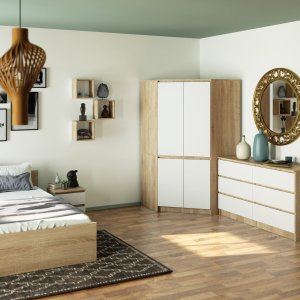 Fabryka Mebli Akord SZAFA NAROŻNA S100 4D CLP DĄB SONOMA / BIAŁA 4