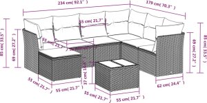 vidaXL 8-cz. zestaw mebli ogrodowych, poduszki, jasnoszary polirattan 3