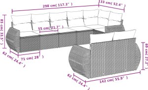 vidaXL vidaXL 8-cz. zestaw mebli ogrodowych, poduszki, jasnoszary polirattan 7