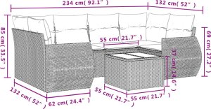 vidaXL 7-cz. zestaw wypoczynkowy do ogrodu, z poduszkami, jasnoszary 3
