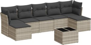 vidaXL 8-cz. zestaw mebli ogrodowych, poduszki, jasnoszary polirattan 2