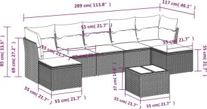 vidaXL 8-cz. zestaw mebli ogrodowych, poduszki, jasnoszary polirattan 3