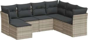 vidaXL vidaXL 7-cz. zestaw wypoczynkowy do ogrodu, z poduszkami, jasnoszary 2