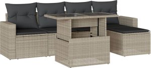 vidaXL 6-cz. zestaw mebli ogrodowych, z poduszkami, jasnoszary 2