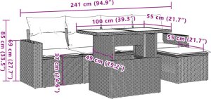 vidaXL 6-cz. zestaw mebli ogrodowych, z poduszkami, jasnoszary 10