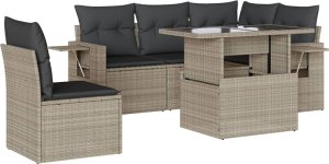 vidaXL 6-cz. zestaw mebli ogrodowych, z poduszkami, jasnoszary 2