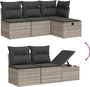 vidaXL 7-cz. zestaw wypoczynkowy do ogrodu, z poduszkami, jasnoszary 9