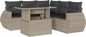 vidaXL 6-cz. zestaw mebli ogrodowych, z poduszkami, jasnoszary 2