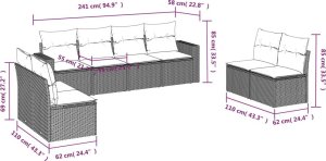 vidaXL vidaXL 8-cz. zestaw mebli ogrodowych, poduszki, jasnoszary polirattan 3