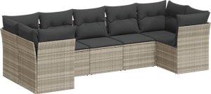 vidaXL vidaXL 7-cz. zestaw wypoczynkowy do ogrodu, z poduszkami, jasnoszary 2