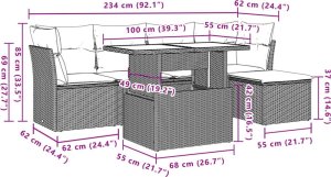 vidaXL 6-cz. zestaw mebli ogrodowych, z poduszkami, jasnoszary 10