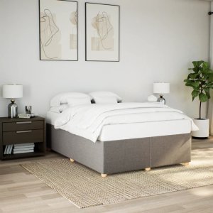 vidaXL vidaXL Rama łóżka bez materaca, taupe, 140x190 cm, obita tkaniną 1