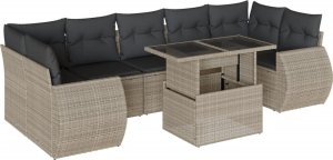 vidaXL 8-cz. zestaw mebli ogrodowych, poduszki, jasnoszary polirattan 2