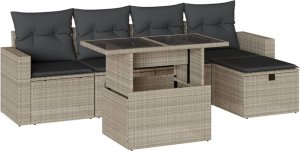 vidaXL 6-cz. zestaw mebli ogrodowych, z poduszkami, jasnoszary 2