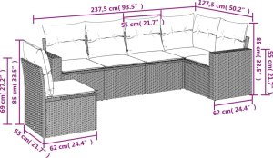 vidaXL vidaXL 6-cz. zestaw mebli ogrodowych, z poduszkami, jasnoszary 3