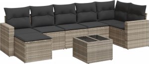 vidaXL 8-cz. zestaw mebli ogrodowych, poduszki, jasnoszary polirattan 2