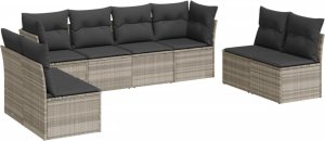 vidaXL vidaXL 8-cz. zestaw mebli ogrodowych, poduszki, jasnoszary polirattan 2