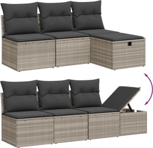 vidaXL 8-cz. zestaw mebli ogrodowych, poduszki, jasnoszary polirattan 3