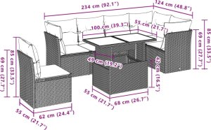 vidaXL 7-cz. zestaw wypoczynkowy do ogrodu, z poduszkami, jasnoszary 9