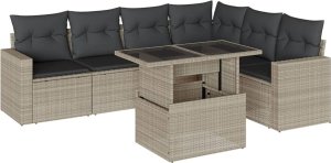 vidaXL vidaXL 7-cz. zestaw wypoczynkowy do ogrodu, z poduszkami, jasnoszary 2